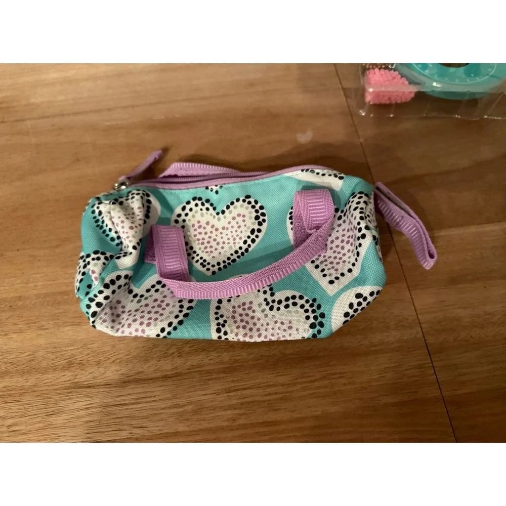 Pottery Barn Kids Heart Print Pencil‎ Pouch – Aqua White Pink Purple Zipper Case